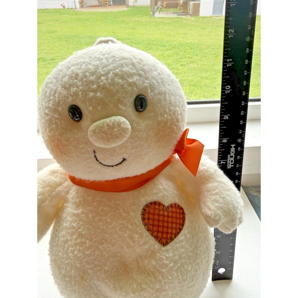 Vintage Halloween Plush Ghost with Orange Ribbon Plaid Heart 12" - Picture 1 of 5